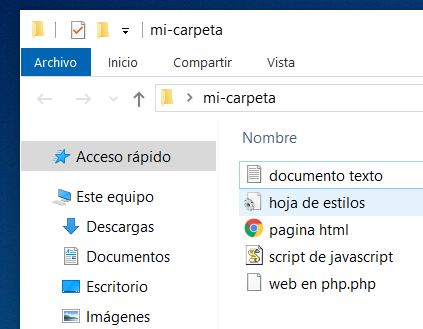 archivos sin extension en windows